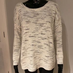Alice + Olivia Lightweight Gray Marled Wool Blend Sweater Round Neck Women M 4-6